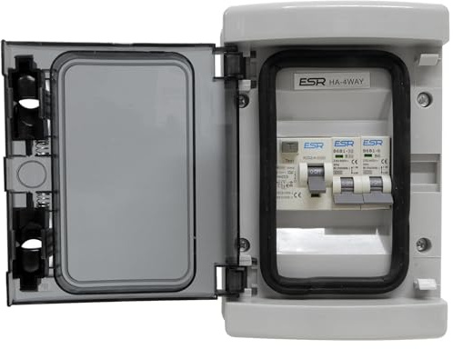 2 Way Consumer Unit with 40A 30mA A-Type RCD, 6A and 32A MCBs, Weatherproof, Ideal for Garage, Caravan, Shed, Workshop