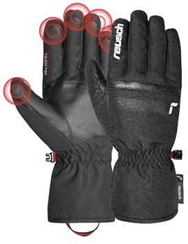 Reusch Winter Glove All Finger Touch Extra Warm Winddicht und atmungsaktiv Unisex Winterhandschuhe Fingerhandschuhe Skihandschuhe für Damen und Herren Touchscreenkompatibel, Schwarz-Silber, 11