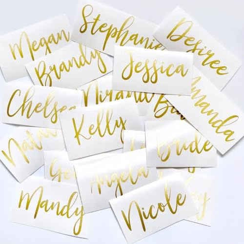 2 Pièces Autocollant Personnalisé en Vinyle pour Bouteille D'eau, Verre - Nom de Mariés, Étiquettes de Calligraphie pour Boîte à Cadeaux (20 cm)