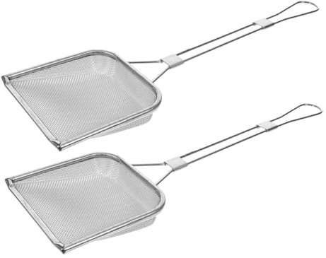 Cabilock Espumadera Cuadrada De Acero Inoxidable 2 Piezas Malla Fina Colador De Aceite Resistente Alta Temperatura Para Cocinar Freír Pollo Patatas Uso Doméstico y Profesional