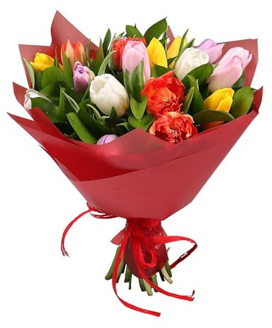 Ramo de Tulipanes Naturales Mix Color con 50 Flores en Presentación Premium para Detalles Especiales Tulipanes Premium