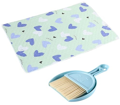 YTPAFK Guinea Pig Cage Liner 3-Piece Set with Cleaning Tools, Washable and Absorbent Bedding for Small Animals, 70x90cm cage liner, Broom and Dustpan for Guinea Pigs, Rabbits, Hamsters, Chinchillas