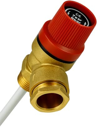 Kudos-Trading 15mm Pressure and Temperature Relief Valve Brass PT for Hot Water Systems 7 Bar 90°C Temperature BSP Thread Safety Discharge Valve Cylinders & Boilers