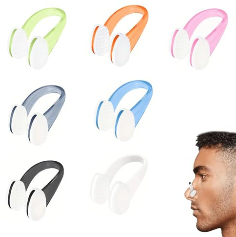 YOUNIEYO 7 Pcs Silicone Swimming Nose Clips Comfortable Waterproof Nose Plugs for Swimming Training Adults Beginner Kids (7 Colors)