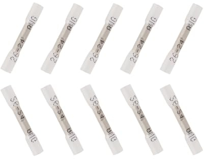 JOYELEC 41 pezzi 26-24 AWG(0,2 mm²-0,35 mm²) Connettore a punta di filo termoisolabile elettrico impermeabile, terminali a crimpare termosaldati (bianco in sacchetti)