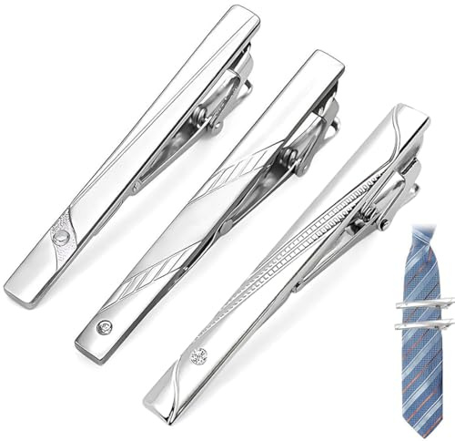 Krawattennadeln für Herren, 3 Stück Krawattennadel, Krawattenklammer Business, Hochzeit und Alltag, Die besten Geschenke für Papa und Ehemann