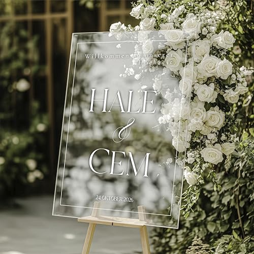Willkommensschild Acrylglas personalisiert - Made in Germany - Welcome Willkommen Schild für Hochzeit