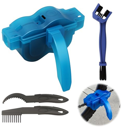 Limpiador Cadena Bicicleta 4 Piezas, Limpia Cadenas Profesional con Cepillo Doble Cabezal y Cepillo Piñones, Kit Limpieza Bicicleta Accesorios Plástico ABS, Para Todo Tipo de ciclos