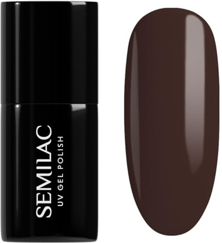 Semilac UV Nagellack A715 Bronzed Bliss 7 ml – Fast Schwarzes Burgunderbraun, Hochdeckender Gel Polish mit Luxuriösem Samt