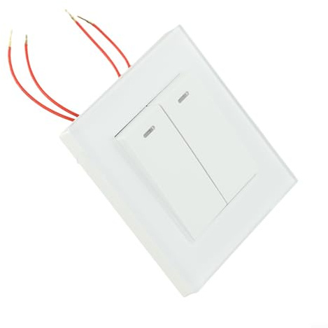 Interruptor de pared de panel de vidrio templado, interruptor bidireccional cuadrado de doble control de 82 mm con fluorescencia, PC ignífugo y núcleo de bronce fosforado de estaño para el hogar