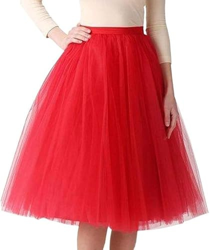 Tüllrock Damen Midi Petticoat 50Er Karneval Tütü tüll Rock Kostüm Retro 3-Lagig Retro Tutu Ballett Knielang Lang Unterrock Halloween Fasching Tutus Tülleock Tanzrock Tüllröcke,One Size