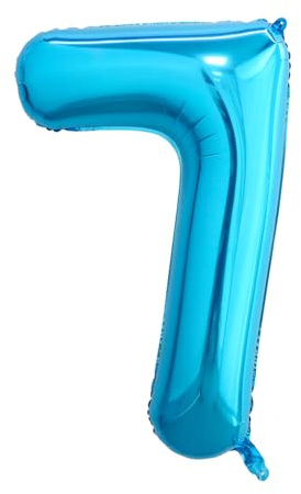 YuBeiKoo Foil ballong nummer 7 blå, ballong födelsedag 7 år, 101 cm | Födelsedagsballong, solid, giftfri, uppblåsbar luft eller helium, jätteballonger för bröllop och födelsedagsfester