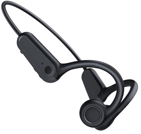 SOPPY Wireless Bone Conduction Headphones, Open Ear Bluetooth 6.0 Earbuds 15H Playtime Sports Earphones with Mic, Lightweight Sweat-Resistant for Running, Cycling, Workout, Black