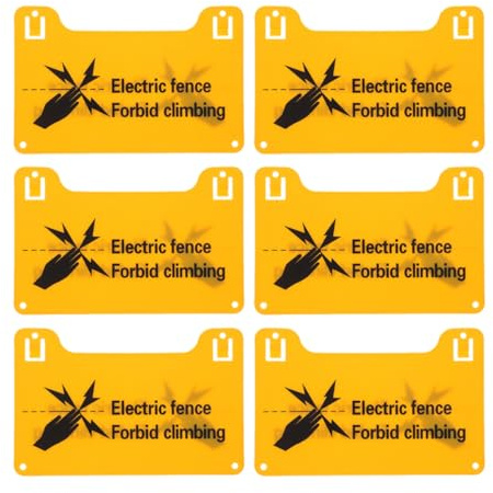TINEASUR Warnschild Elektrozaun 6 Stück Kunststoff 20X12,8cm Vorgebohrt für Haus und Außeneinsatz zur Stromschlagwarnung