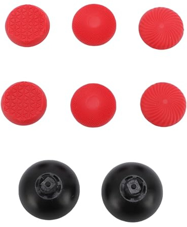ASHATA Byte Av 8 i 1 Tumspakslock för Pro, 3 Höjder Tumsticksgreppgummi, Controller Joystick Cap Set för Pro, (Röd)