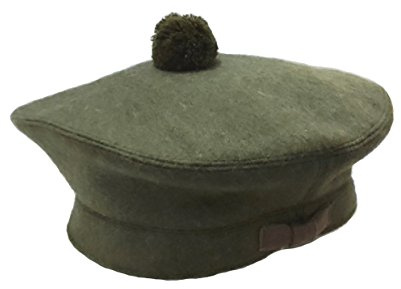 Schottische Tam O Shanter Mütze Military Bonnet Barett Balmoral Army Cap Gr. 7 3/8, grün
