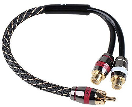Cavo splitter RCA da 1 maschio a 2 spine femmina RCA adattatore Y (30,5 cm) per audio digitale o subwoofer