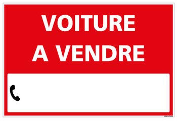 Panneau Voiture à Vendre avec Oeillets aux 4 coins - Rouge - Plastique rigide AKILUX 3,5mm - Dimensions 600x400 mm - Livré Avec Une Planche de Chiffres - Protection Anti-UV