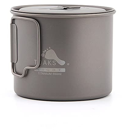 TOAKS Titanium Camping Pot Cup(375ml, 450ml, 550ml, 650ml, 750ml, 800ml, 900ml) (550ml[POT-550-L])
