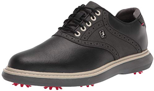 FootJoy Men's Traditions Golf Shoe, Black/Black, 8.5 X-Wide