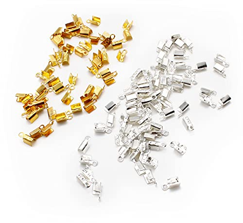 AMONENZ 100 Stücke Crimp Ende, Metall Schmuck Caps | Kleine Endkappen, Endkappen Schmuckwerkzeug, Schmuckzubehör, für DIY Armbänder, Anhänger, Halsketten