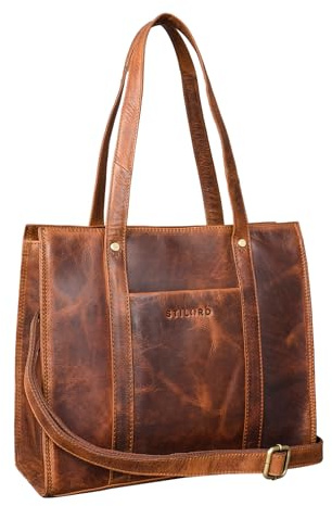 STILORD Ariana Shopper Business Damen Leder Businesstasche Frauen Tote Bag Handtasche Arbeitstasche Bürotasche Vintage Elegant Echtleder Farbe:schwarz
