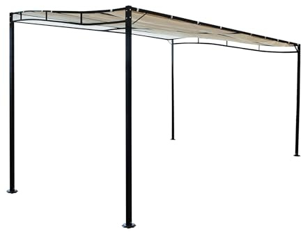 MilaniHome.it - Gazebo Pergola Pergolato 3x2,5 in Metallo Ferro Nero Telo Beige per Esterno E Giardino Addossato A Paretedi coloreAntracite