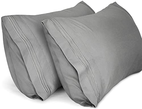 Lirex 2er Pack kissenbezug 40 x 70 cm, Weiche Gebürstete Mikrofaser-Kissenbezüge, Hotelverschluss kopfkissen bezug，Kopfkissenbezug aus weichem Mikrofaser ，Oeko-TEX Zertifiziert (Grau)