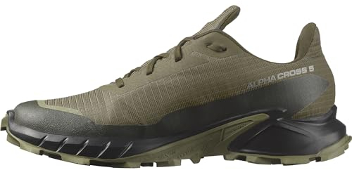 Salomon Alphacross 5 Gore-Tex wasserdichte Herren Trail-Laufschuhe, Outdoor-bereit, Wasser- und Wetterschutz, Anhaltender Komfort, Olive Night, 44
