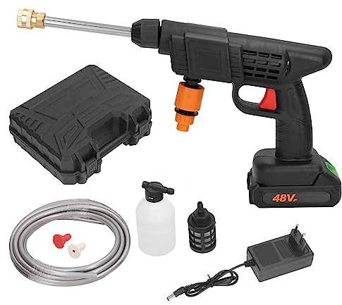 Lavadora a Presión Inalámbrica, Hidrolavadora de 90 Bar /1300 PSI, Pistola de Lavado de Coches Eléctricos con Batería de 1200 MAh, Limpiador de Energía Portátil de Mano para Coche (Enchufe de la UE)