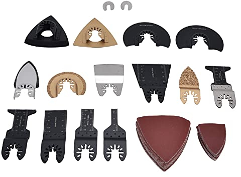 lyrlody Multifunktionswerkzeug Zubehör, 81 Pcs Oszillierendes Sägeblatt Set, kohlenstoffreichem Stahlmaterial, mit Polierpads und Schleifpapier für Kunststoff/Holz/Soft Metal Cutting