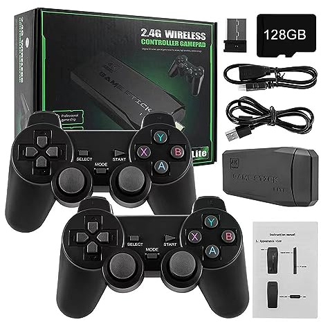 Retro Consola de Juegos Videojuegos con 2Inalámbrico Controladores de Juegos,Nostalgia Stick Game,Videojuego Plug and Play con más de 20000 Juegos incorporados,9 Emulators,Salida HDMI 4K