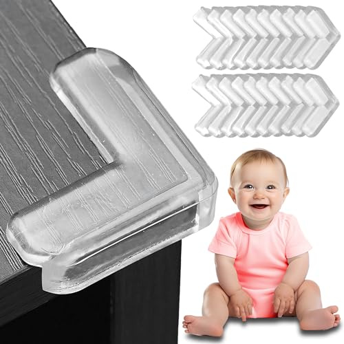 Retoo 20 stycken kantskydd, babyhörnskydd bord transparent bordsbarnsäkerhet självhäftande för alla möbler bord möbler glasbord mjuk silikon baby skador för att skydda