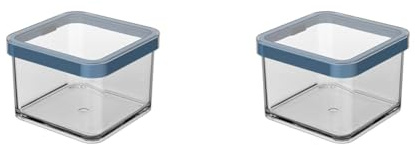 Rotho Loft Vorratsdose Deckel, lebensmittelechter Kunststoff (SAN) BPA-frei, transparent/blau, 0.5l, 0,5l (10 x 10 x 7,2 cm) (Packung mit 2)