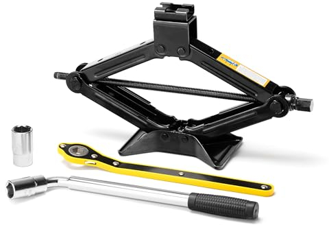 Sevico Wagenheber mit Radkreuz - Scherenwagenheber für Auto 1,5 Tonnen Tragkraft für Werkstatt und Hobby | Autoheber-Set - Scherenheber mit Radschlüssel