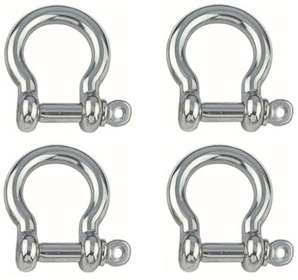 Edelstahl Schäkel geschweifte Form 4 Stück (10 mm)