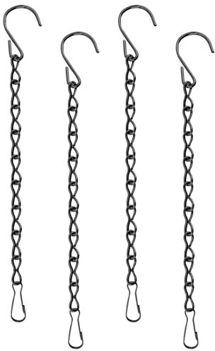 AEYURUID Hanging Basket Chains Heavy Duty 4Pcs Black Metal Chains 9.5 Inch with Clips Hooks Replacement Extender for Planters, Bird Cages, Lanterns