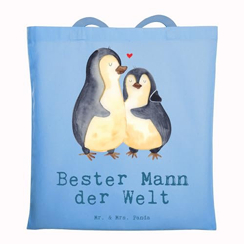 Mr. & Mrs. Panda Shopper Pinguin Bester Mann der Welt - Geschenk, Tote Bag, Shopping Tasche, Geschenkidee, einkaufsshopper, Bräutigam, Beste, Schultasche, Kleinigkeit, Partner, Traummann