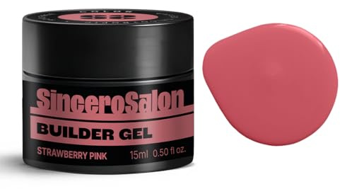 SINCERO SALON Aufbaugel für Gelnägel Color -Strawberry Pink - TPO-frei - 2in1 Builder Gel für Nägel - UV Gel Nägel für Nagelverlängerung Verstärkung - Perfekt für Nägel Selber Machen - 15ml