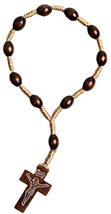 X-Institute Katholischer Rosenkranz Holz Rosenkranz Mini Rosenkränze Mit Kreuz Für Frauen Und Männer Für Die Erstkommunion Taufe Party Gastgeschenk Holz Rosenkranz Perlen Katholische Taufe