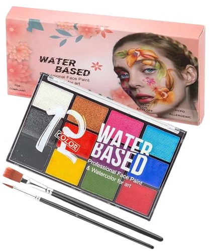 Barley Direct Halloween Gesichtsfarbe Kinderschminke Set, 12 Farben Schminkfarben Schminkpalette Set, Face Body Paint Schminkset ,Faschingsschminke Theaterschminke für Kinder
