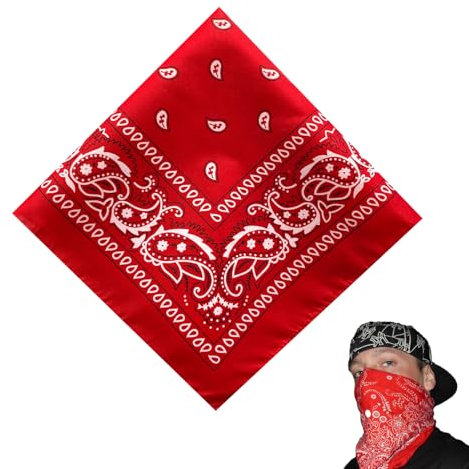 Bandana Damen Halstuch Rot Aus Baumwolle - Kopftuch Für Unisex, Kinder - Bindetuch, Headwear, Haar, Schal Mit Paisley Muster (55 X 55 Cm)