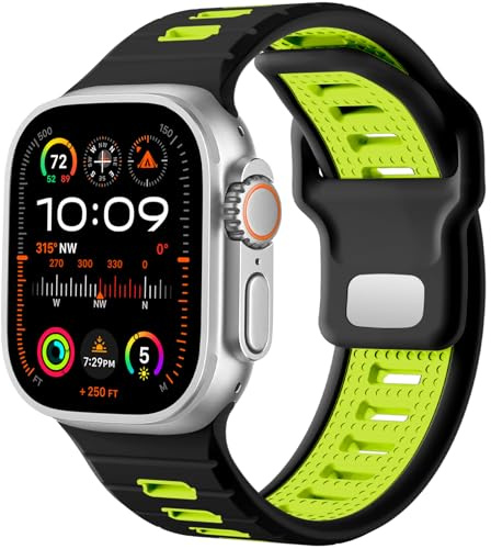 CeMiKa Correa Sport Compatible con Correas Apple Watch Ultra 3/Ultra 2/Ultra 49mm 46mm 45mm 44mm 42mm Hombres, 26mm Band de Repuesto Ajustable de Silicona para iWatch Series 11 10 9 8 7 SE 6 5 4 3 2 1