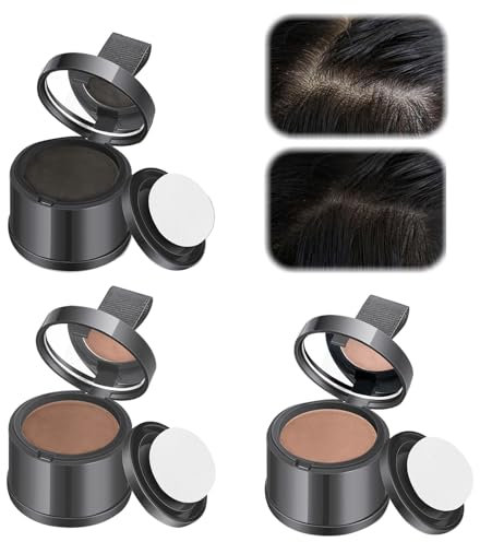 Polvere Ritocchi alle Radici Hair Line Powder Impermeabile per Infoltire i Capelli e Attaccatura - per Donne e Uomini (Nero, Marrone Chiaro, Marrone)