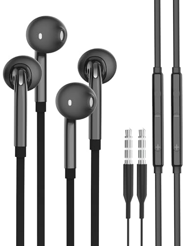 Cuffie 3,5mm filo(2pack) phone Aux Audio Jack compatibile per Samsung Galaxy Smartphone PC Musica Cablate pod Microfono Auricolare InEar Cuffiette Cavo Stereo Gaming Auricolari Running Headphones