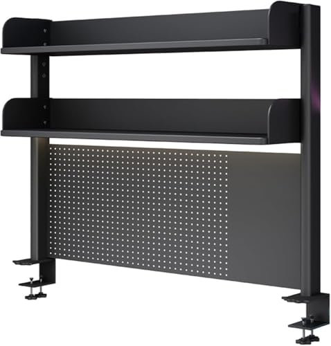 LIJBDDM Clamp On Desk Organizer Shelf, Desk Extender Pegboard Workstation,Computer Desk Accessories for Office, Privacy Panel for Gaming Desk,Clamp-on 31.5in Desktop Shelving System (Color : Black)