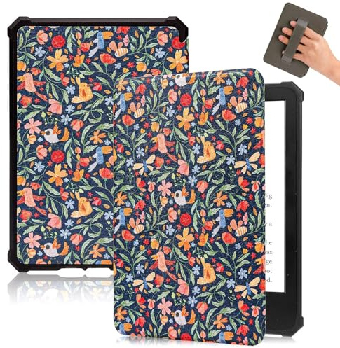 Fancity Hülle Kompatibel mit 7 Zoll Kindle Paperwhite 12. Generation, 2024 | Weiche TPU Hülle Kompatibel mit 7 Kindle Paperwhite/Colorsoft Signature Edition, Handschlaufe, Schlaf/Wachen, Spring Birds