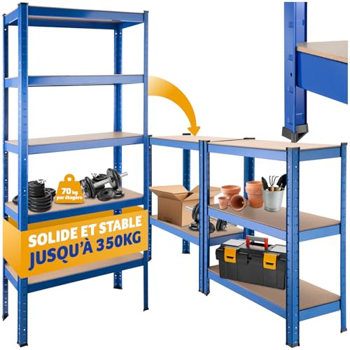 tectake® Lagerregal, Schwerlastregal, Metallregal zu Werkbank Arbeitstisch umbaubar, Möbel für Werkstatteinrichtung, als Regal Keller, Abstellraum Ordnungssystem - Belastbarkeit 350 kg