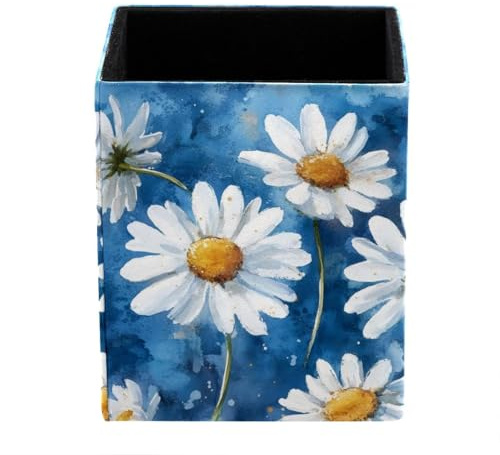 Stifthalter für den Schreibtisch, weiße Gänseblümchen, Stiftehalter, Schreibtisch-Organizer und Zubehör, Make-up-Pinselhalter für Schule, Zuhause, Büro
