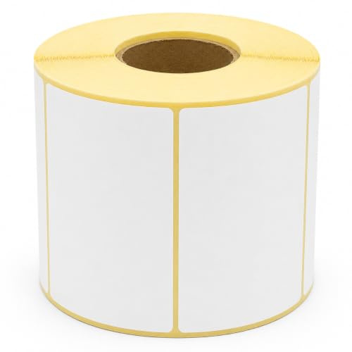 MD Labels Etichette a trasferimento termico, 80 x 50 mm, carta bianca autoadesiva, rotolo da 1000 etichette, ideali per codici a barre, prodotti e spedizioni